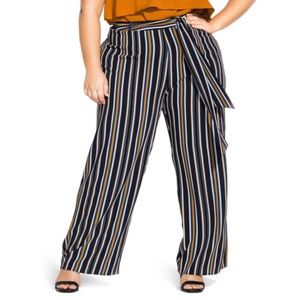 City Chic Golden Stripe Tie Waist Pant